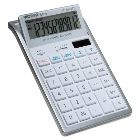 VICTOR Desktop Calculator, 12-Digit, Wh 6400